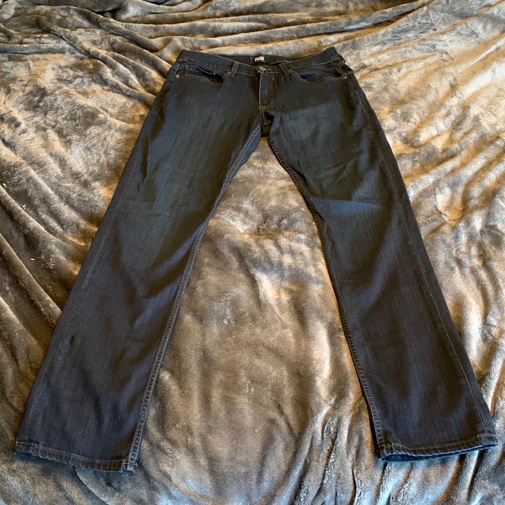 PAIGE Dark Wash Boot Cut Jeans